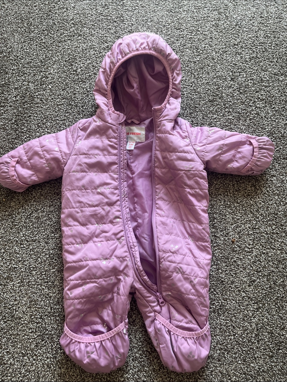 Joe Fresh Lilac Quilted Hooded Baby One-Piece